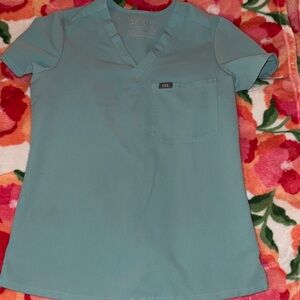 FIGS Sea Foam Green V-Neck Scrub Top